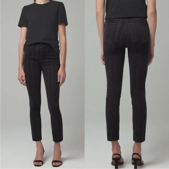 Citizens of Humanity Black Corduroy Olivia High Rise Ankle Size 26 🖤 - Picture 1 of 11